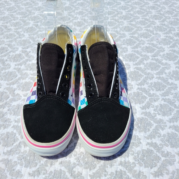 COPY - Vans Pride Multi Color Chekered Suede Lace Up Kids Sneakers Size 3 - Picture 2 of 11